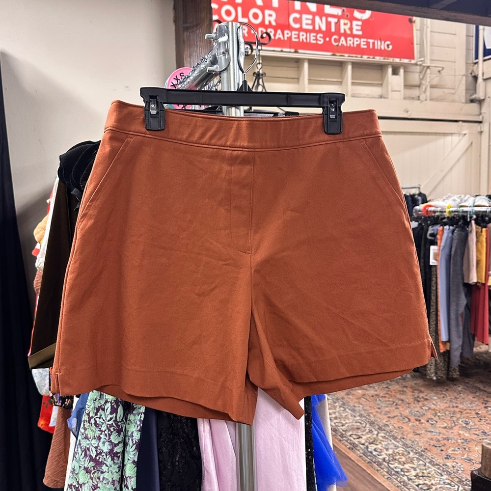 SPANX rustic orange color pull on shorts stretchy size large